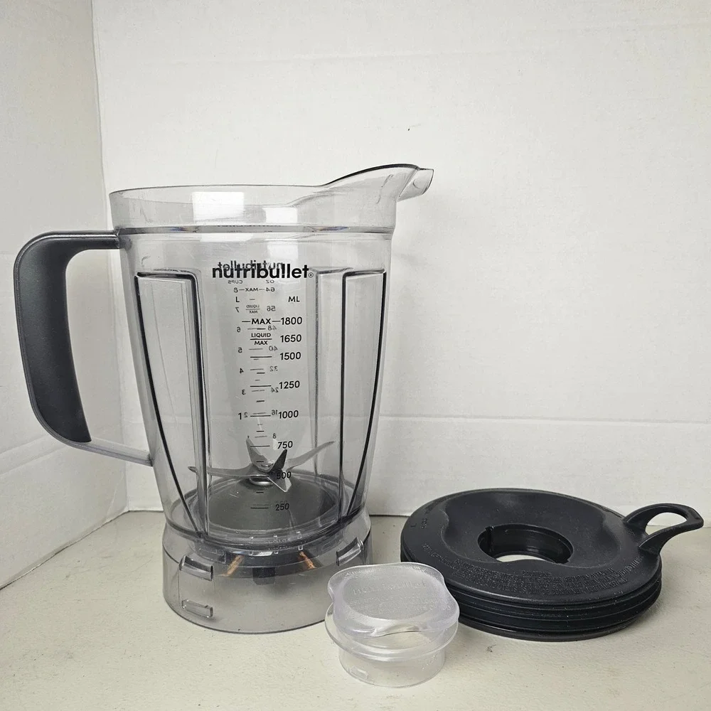 NutriBullet 64oz Blender Pitcher Replacement with Lid and Integrated Blade Clear